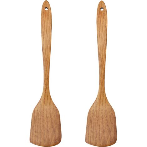 pièces - Spatule pointue - Spatule en bois antiadhésive - Convient pour la cuisson des œufs et des steaks - 3983,5 cm - Couleur bois (1/5)