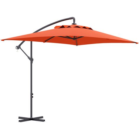3(m) Cantilever Overhanging Parasol, with Cross Base - Orange
