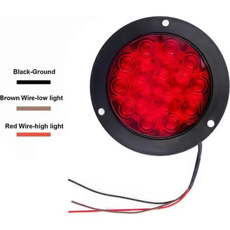 2 feux arrière ronds à 16 LED 12V/24V pour voiture, camion et remorque, clignotants, feux stop et feux de recul (1/5)