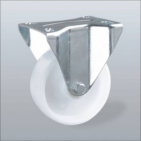 RUOTA IN POLIAMMIDE NYLON BIANCA NUCLEO SUPPORTO ZINC RUOTE GIREVOLI FRENO FISSE - RUOTA FISSA Ø80 (1/5)