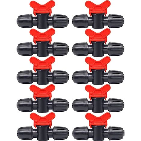Filiyano-Lot de 10 vannes d'irrigation, robinets de jardin en plastique à double embout mâle, pour tuyau d'arrosage de 16 mm de diamètre. (1/2)