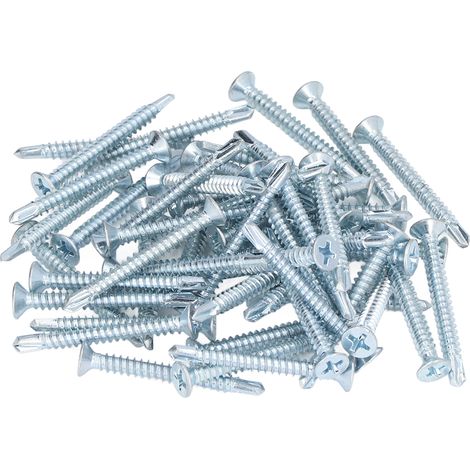 250 vis autoperceuses à tête fraisée cruciforme en acier au carbone zingué M4,2 x 38