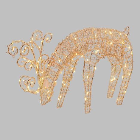 Renne lumineux de noël qui broute 3D métallique cuivré H:25cm 100 micro LED blanc chaud H25cm Lotti (1/5)