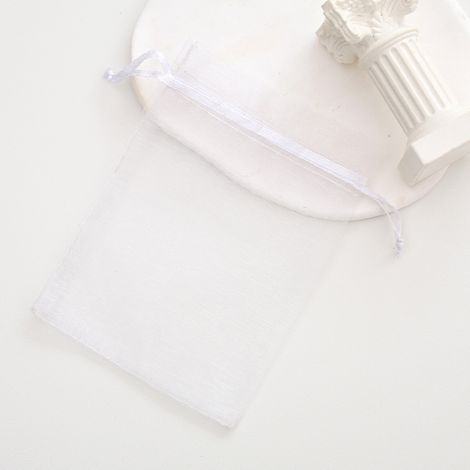 50 kleine weiße Organzasäckchen, Bonbonsäckchen, Geschenksäckchen mit Kordelzug, für Hochzeit, Geburtstag, Taufe, Party, Babyparty, Gartenparty, 9 x 7 cm