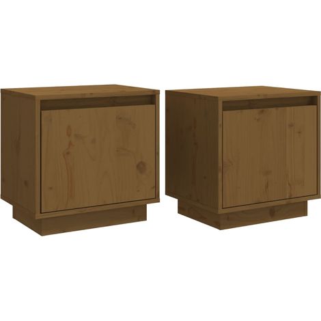 Tables de chevet 2pcs Marron miel 40x30x40 Bois de pin solide 2 (1/5)