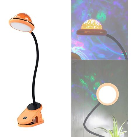 Lampe à Pince Pour Enfants, Lampe de Lecture à Pince LED Rechargeable USB, Lampe de Chevet,Orange (1/5)