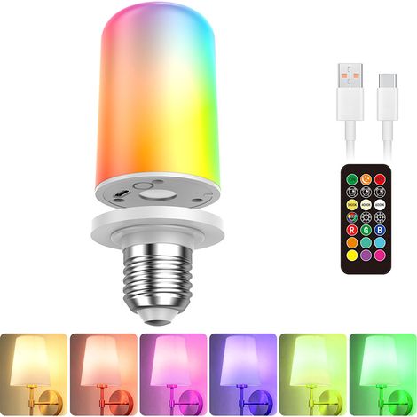 Ampoule LED, rechargeable, à intensité variable, 3 températures de couleur, avec télécommande, culot E27, IP44 (1/5)