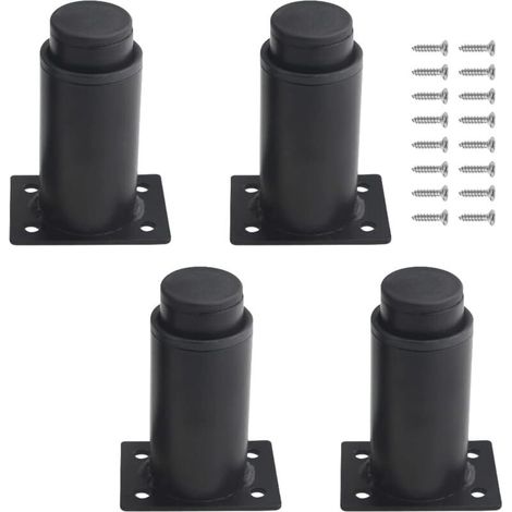 (8 à 12 cm, noir)Lot de 4 pieds de meubles réglables en métal robuste pour table, lit, canapé