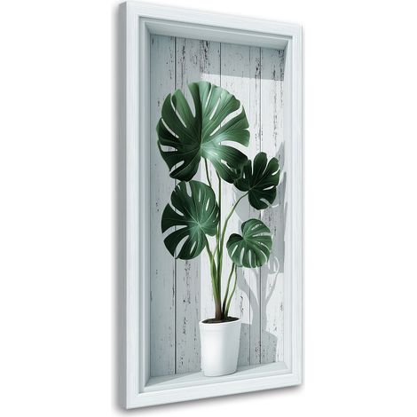 Tableau déco Feuilles de monstera dans un renfoncement 3D 40x80 (1/4)