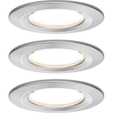SPOT ENCASTRABLE POUR SALLE DE BAINS PAULMANN NOVA 93458 JEU DE 3 LED EEC: A+ (A++ - E) LED 19.5 W IP44 ACIER INOXYDABLE (BROSSÉ