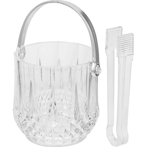 Seau À Glace Portable Transparent avec Pince À Glaçons Récipient À Glace Multifonctionnel pour Vin Et Cocktails 12.50 X 12.40 X 9.00 Cm 1 Seau Et 1 Pince (1/5)