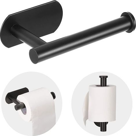 Toilettenpapierhalter – selbstklebender WC-Papierhalter aus SUS 304 Edelstahl, bohrfrei, Wandmontage, matte schwarze Oberfläche, für Badezimmer