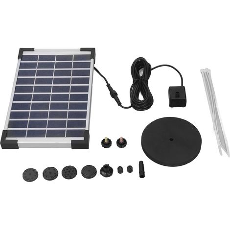 Kit pompa ad acqua solare da 5W, altezza 75 cm, diametro 180 cm, fontana efficiente con 6 ugelli per giardino esterno, DC 10V. (1/5)
