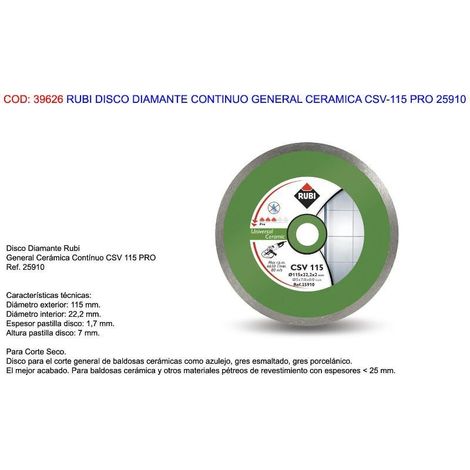rubi disco diamante continuo general ceramica csv-115 pro 25910