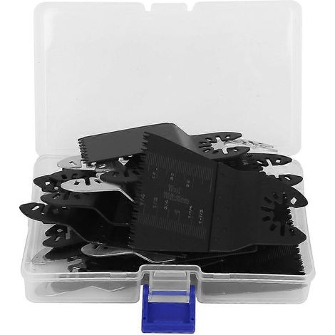 Kit de 20 lames de scie oscillantes en acier à haute teneur en carbone pour la découpe du plastique, du bois et des métaux tendres. (1/4)