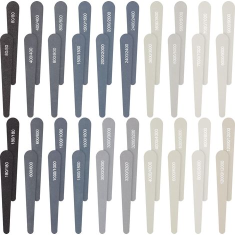 Lot de 40 bâtonnets de polissage pour plastique, modèle, métal, bois, outils de modélisme, papier abrasif, accessoires de polissage, mini ponceuse à doigts (grain bas et élevé, gouttes) (1/5)