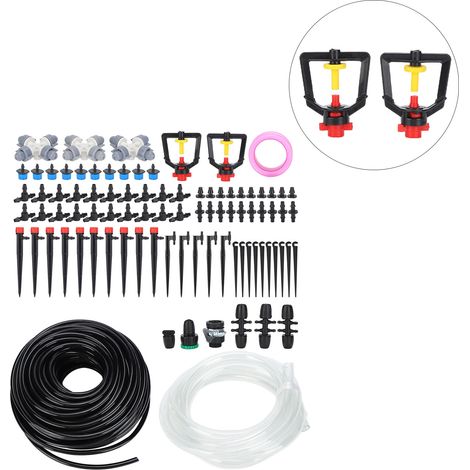 30 m Gartenbewässerungsset, 4/7 mm Schlauch, Tropfbewässerung und Mikrosprinklersystem, wassersparendes Zubehör für die automatische Bewässerung (1/5)