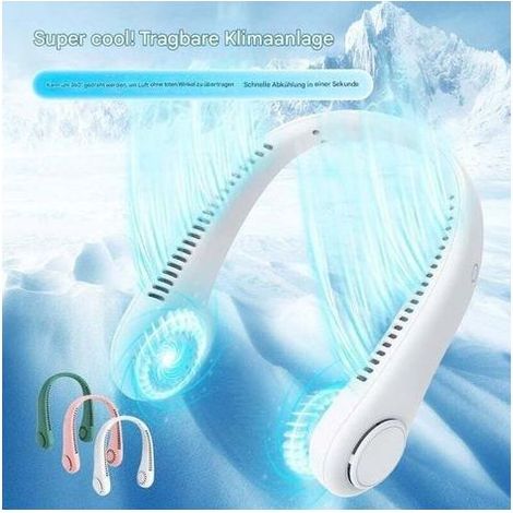 Mini ventilateur de cou portable USB, alimenté par batterie rechargeable, sans pales, pour voyage, sport, intérieur et extérieur