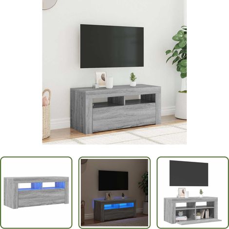 LED-Leuchten - TV-Schrank mit LED-Leuchten Grau Sonoma 90x35x40 cm (1/5)