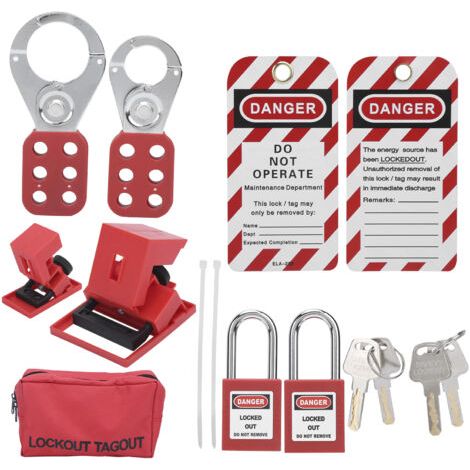 Kit de verrouillage multifonctionnel avec étiquette d'avertissement à loquet, cadenas rouge de sécurité Portable