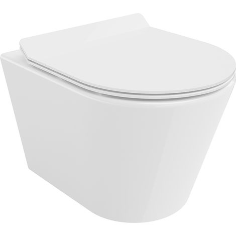 Mexen Rico WC-Schüssel Rimless Tornado mit langsam schließendem Slim-Sitz, Duroplast, Weiß Glanz - 30720100T (1/5)