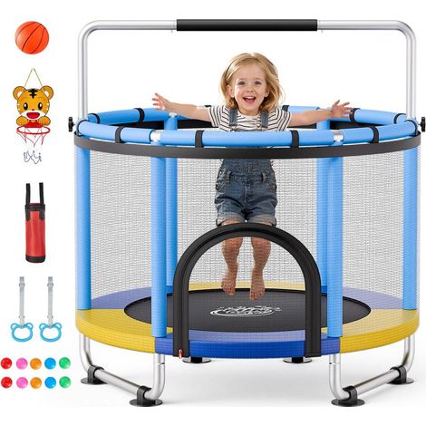 Pour bouger et jouer en sécurité, trampoline enfant 5 FT avec filet de protection et barre réglable (1/5)