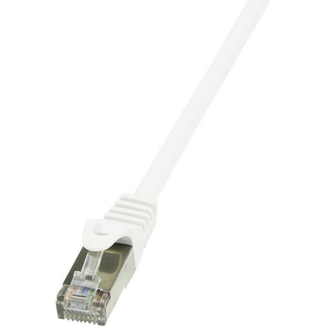 LogiLink CP2021S RJ45 Patchkabel CAT 6 F/UTP 0.50 m Weiß mit Rastnasenschutz 1 St.