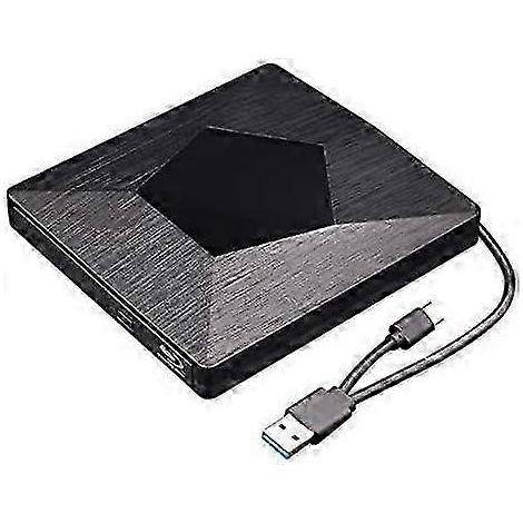 Lecteur Blu-ray externe 3D, lecteur optique CD/DVD Blu-ray ultra-mince USB 3.0 et Type-C pour Mac OS, Windows XP/7/8/10, PC portable (noir) (1/5)