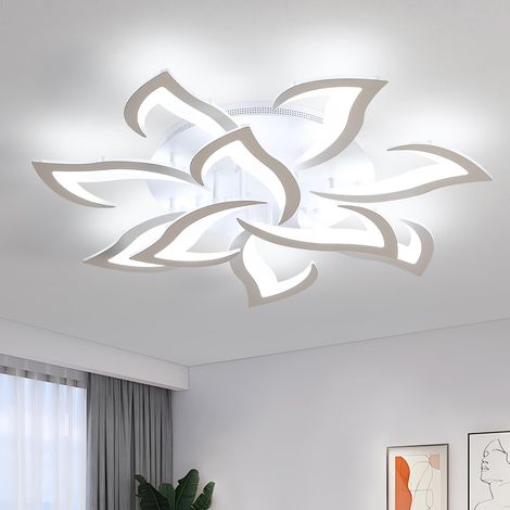 Plafonnier Led Moderne 60W à 10 Têtes, Lustre Salon Blanc en Forme de Fleur, Luminaire Plafonnier Design en Fer et Acrylique, Plafonniere Led 6500K pour Chambre, Salon, Cuisine et Bureau (1/5)