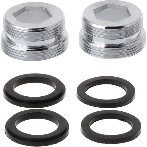 Lot de 2 adaptateurs filetés pour robinet de transfert M22 intérieur M24 extérieur métrique massif raccord pour robinet de salle de bain (1/5)