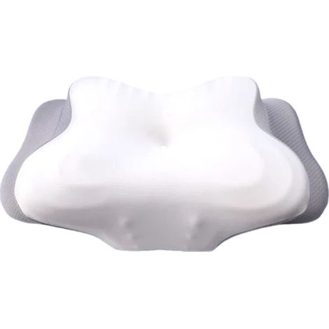 Oreiller cervical orthopédique 2 en 1 – Mémoire de forme pour nuque et dos – Soulagement douleurs cervicales – Housse en soie glacée – 62x37 cm