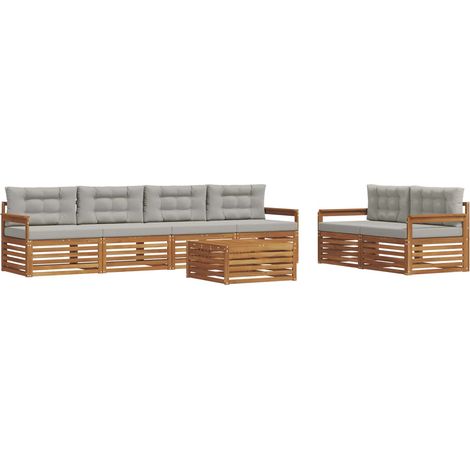 Outdoor Sofa Set with Cushion 7 pcs Natural and Light Grey vidaXL (1/5)