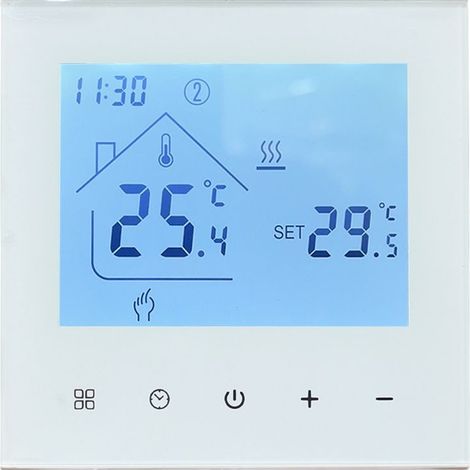 Thermostat Connecté WiFi pour Chauffage de Chaudière à Gaz Thermostats d'Ambiance Programmable Régulateur de Température Mural avec LCD Numérique Compatible 3A,Blanc (1/3)