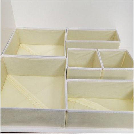 Lot de 6 Diviseurs de tiroir, Organisateur vêtements chaussettes jouets, Boîte rangement tissu résistant (1/2)