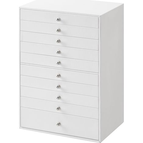 Organisateur de bijoux avec tiroirs, grande boîte de rangement, idée cadeau moderne pour la chambre, 10 niveaux, blanc (1/5)