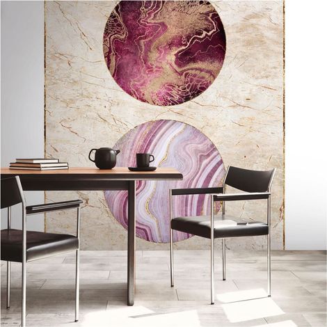 Photo wallpaper Profhome 398511 hot embossed non-woven wallpaper smooth in marble look matt beige gold fuchsia violet 1.59 m x 2.8 m (1/5)