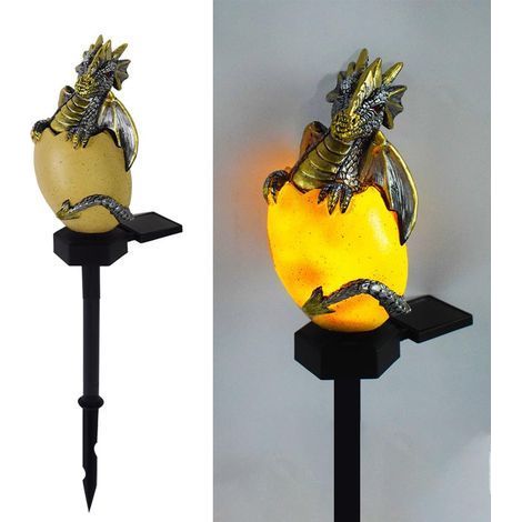 Énergie solaire Dragons Pet Light, Résine de décoration jardin mignonne lampe de sol animale, crépuscule sans fil à l'aube LED Sconce Lights imperméable. (1/5)