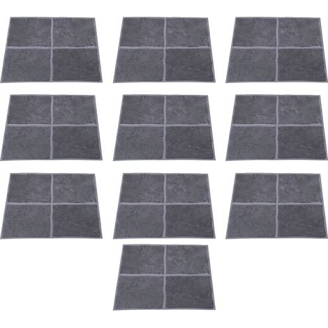 Lot de 10 feuilles de carrelage mural autocollant 15 x 15 cm (6 x 6 po) pour crédence, cuisine, salle de bain, buanderie, noir. (1/5)