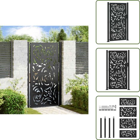 Cancello con serratura - vidaXL Cancello da giardino nero 100x175 cm in acciaio con design a fiamma - Cancello con design a fiamma