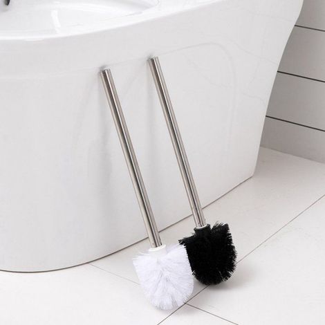 Brosse WC De Rechange 3 Pièces, Tête 360° Haute Densité, Filetage 1,2 cm, Blanc, Accessoires Toilettes (1/2)