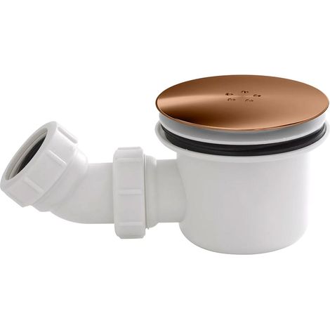 Nuie 90mm Fast Flow Shower Tray Waste with Brushed Bronze Cover - White