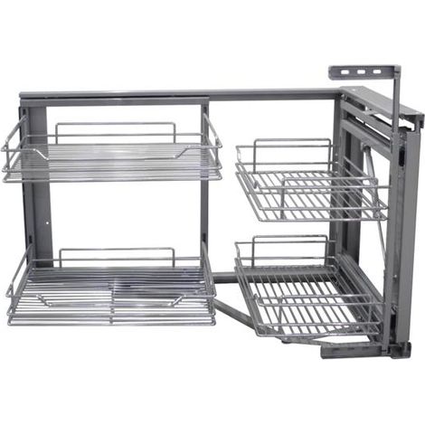 Emuca – Accessoire d'angle en acier chromé – Plateau pivotant pour armoires – Accès facile au fond des espaces confinés