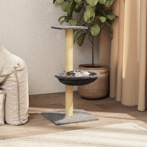 vidaXL Albero per Gatti con Palo Tiragraffi Sisal Grigio Chiaro
