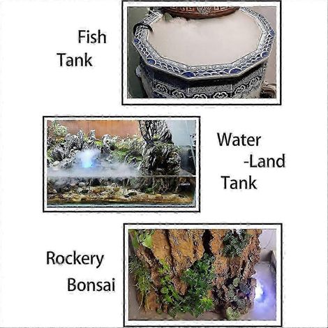 L'atomiseur blanc SLKXV est doté d'un flotteur anti-éclaboussures, d'un port USB, de LED 4 couleurs et d'un arrêt automatique. Il convient aux bassins, fontaines et aquariums. (1/4)