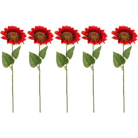 Lot de 6 tournesols artificiels, grandes fleurs artificielles ressemblant à de vraies fleurs décoratives - orange (1/5)