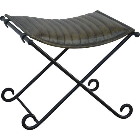 Banqueta de metal y piel gris 52x45x45 (1/5)