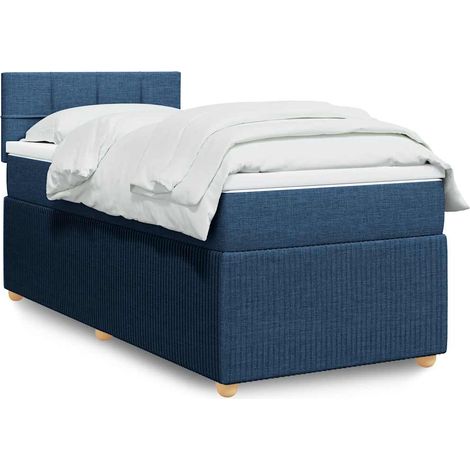 Boxspringbett mit Matratze Blau 100x200 cm Stoff