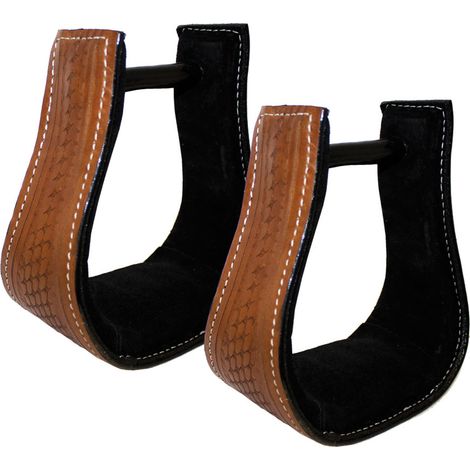 Marrone Golden Brown - Staffe western Natowa rivestite in cuoio