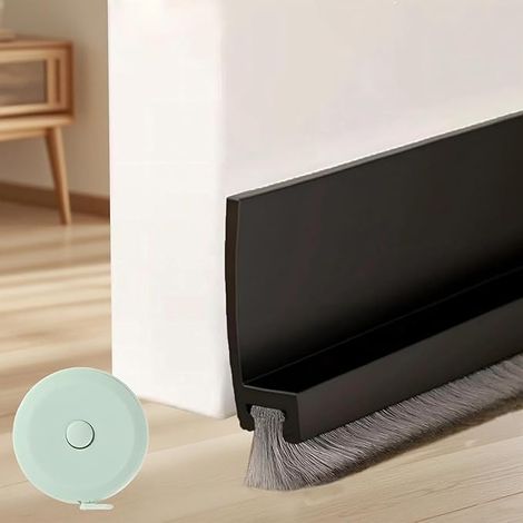 100 cm de joint de porte avec brosse, sol autocollant 53 mm de large, protection acoustique et anti-insectes, en silicone flexible, baguette (1/5)