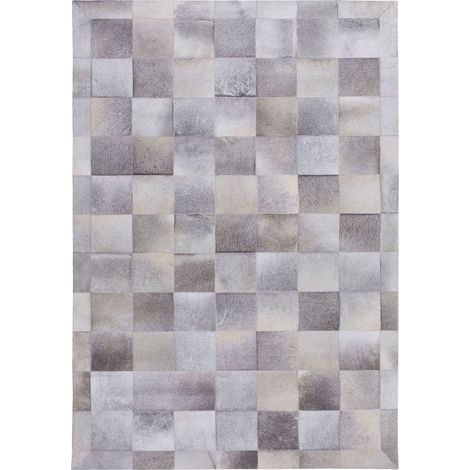 Teppich ALACAM Grau 160 x 230 cm Echtleder